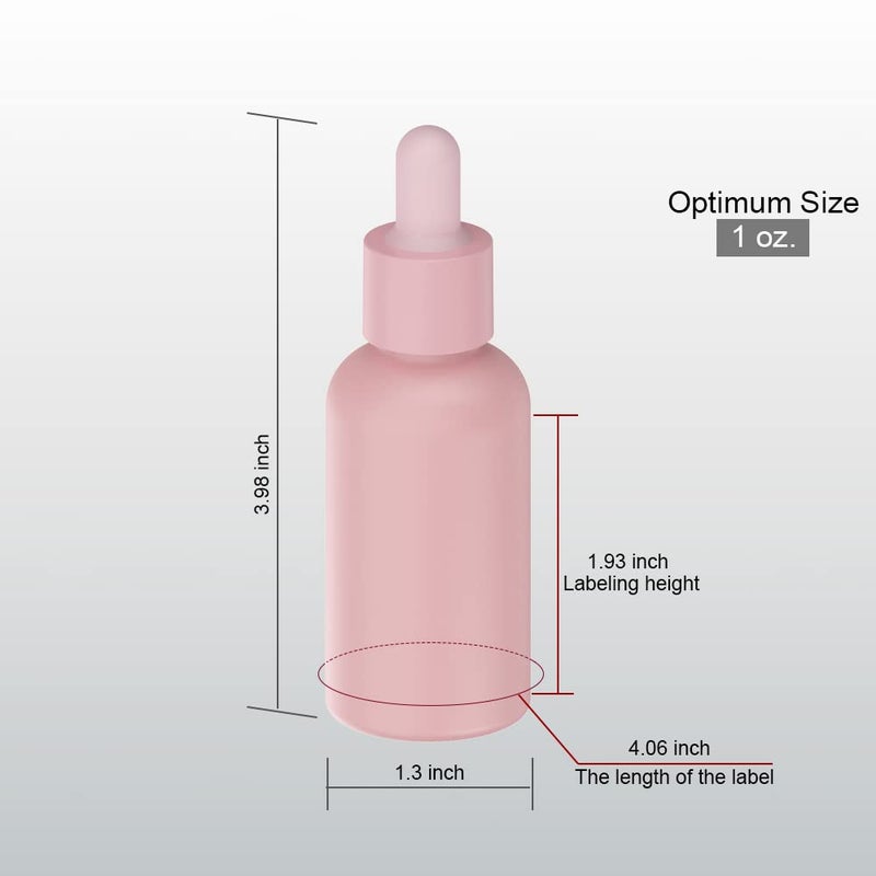 seafulee 1oz Pink Coated Glass Dropper Bottles (30ML) with Glass Eye Droppers - Pack of 6 - Image 2